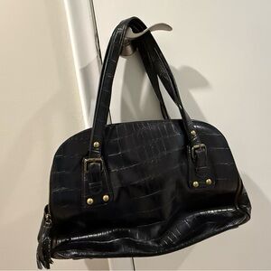 Black Embossed Satchel Bag by Tradition